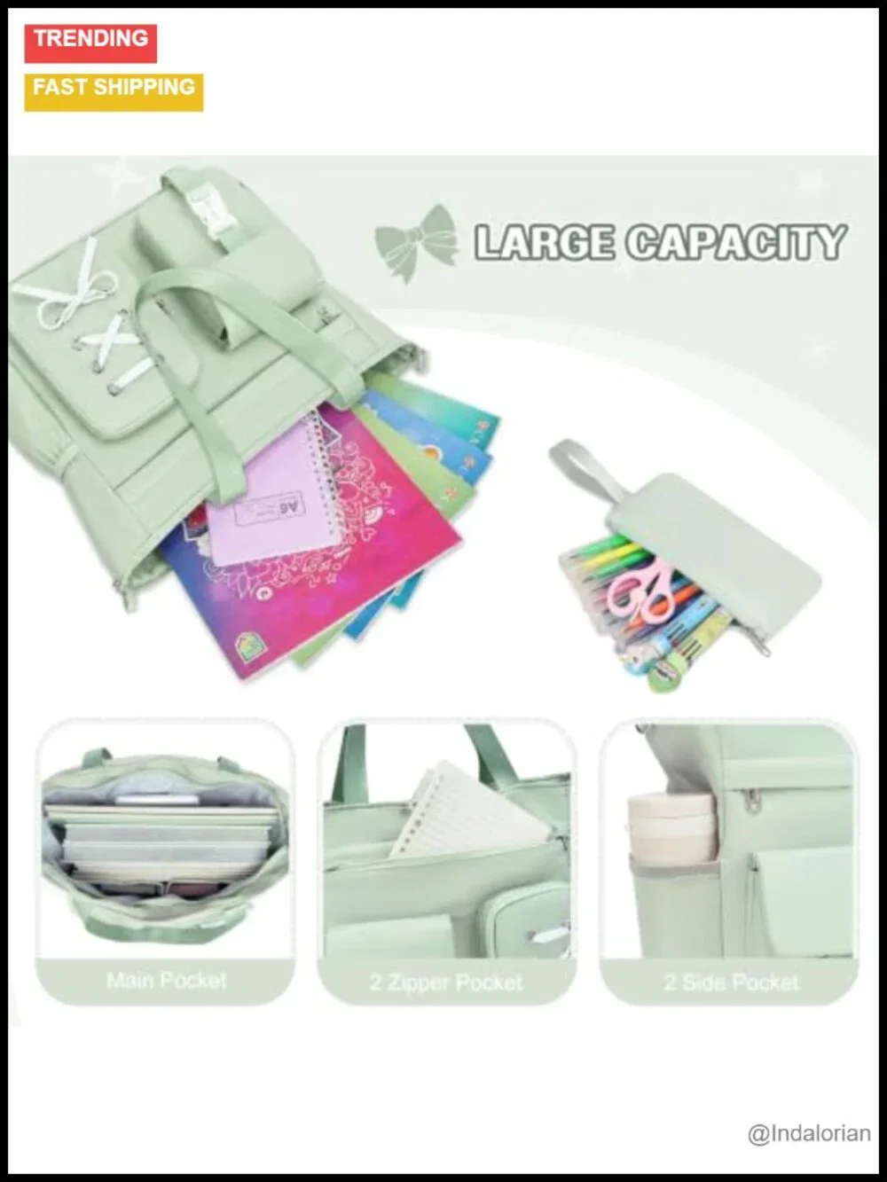 4-Piece Girls Backpack Set with Lunch Bag, Crossbody Bag & Pencil Pouch